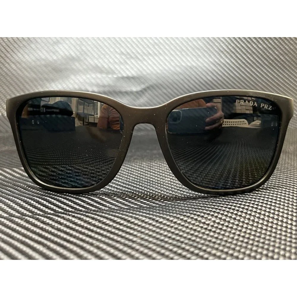 Prada Black Rubber Polarized Men Sunglasses